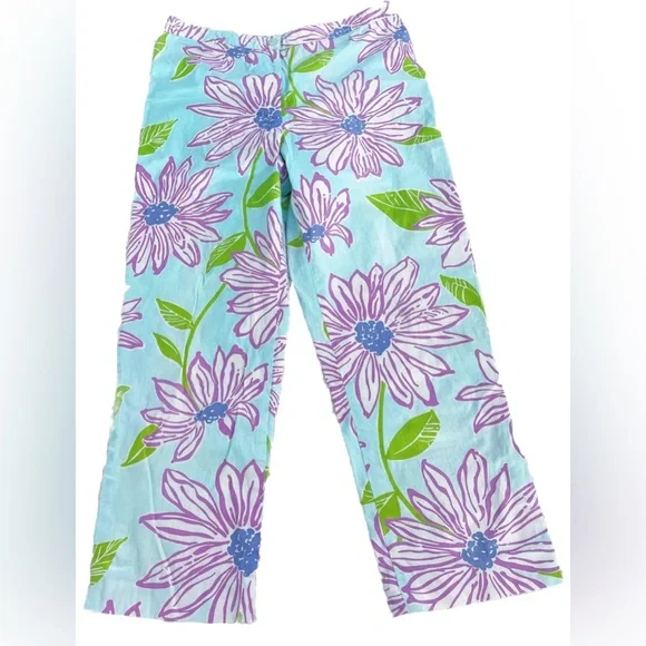 Lilly Pulitzer Floral Crop Pants Women’s 8 Cotton Straight Leg - Picture 1 of 7